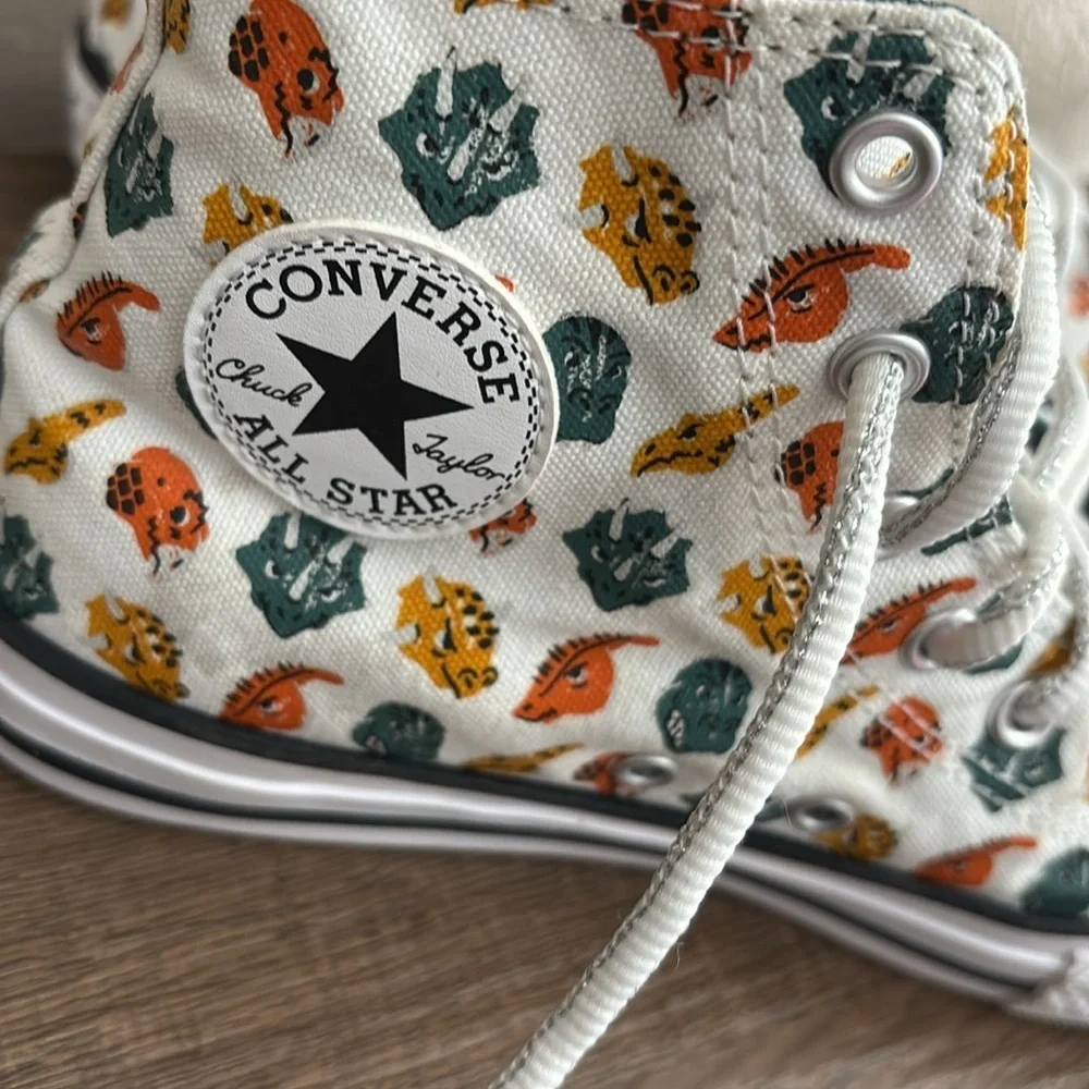 Converse Boys Hi-Top Dinosaur School Sneakers Shoes Kids Size 4.5